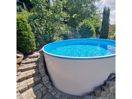 Piscine Hors Sol Azuro 355 x 90 cm Blanche avec Échelle et Skimmer