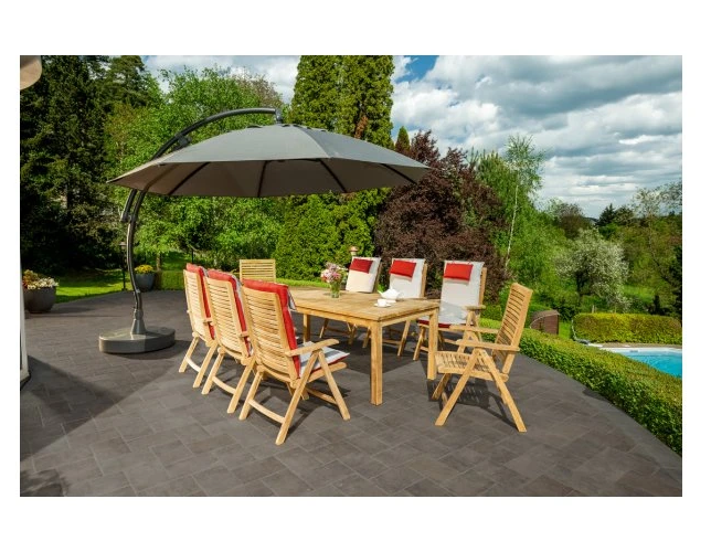 Parasol Déporté 375 cm Anthracite avec Base Grand Parasol Terrasse