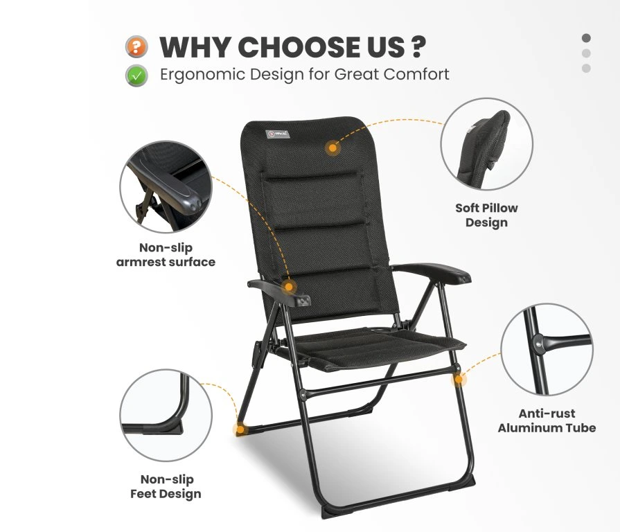 Chaise Camping Pliante Inclinable Aluminium 150 kg