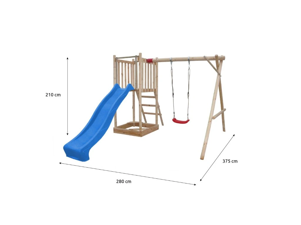 Aire de jeux jardin avec toboggan 2,2m, balançoire enfants