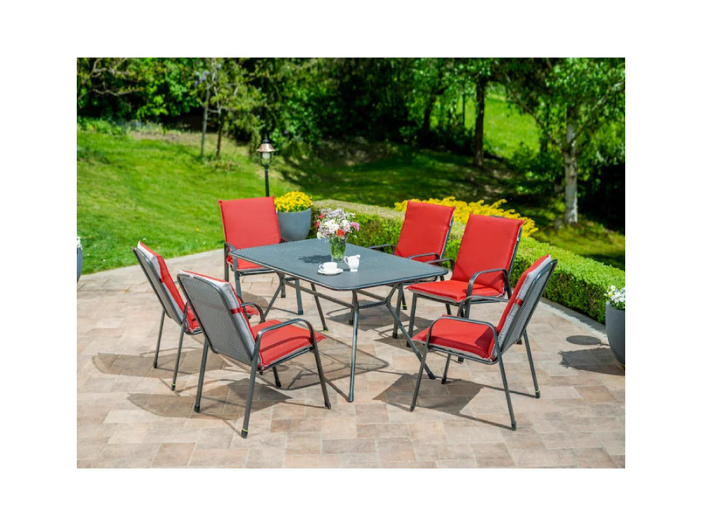 Table de jardin TAVIO en métal gris 160 x 90 x 74 cm