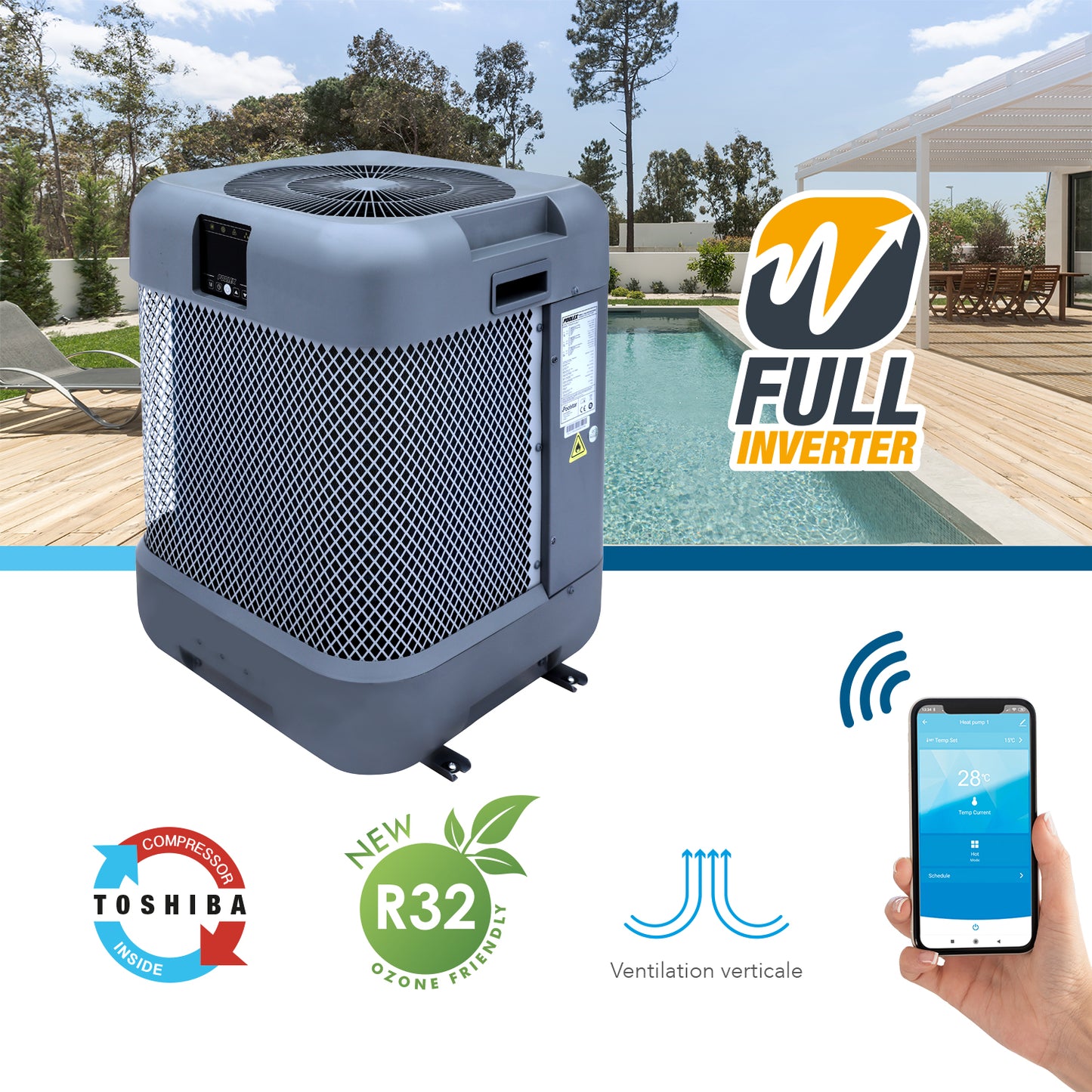 Pompe à chaleur Q-Line pour piscines jusqu'à 50 m3