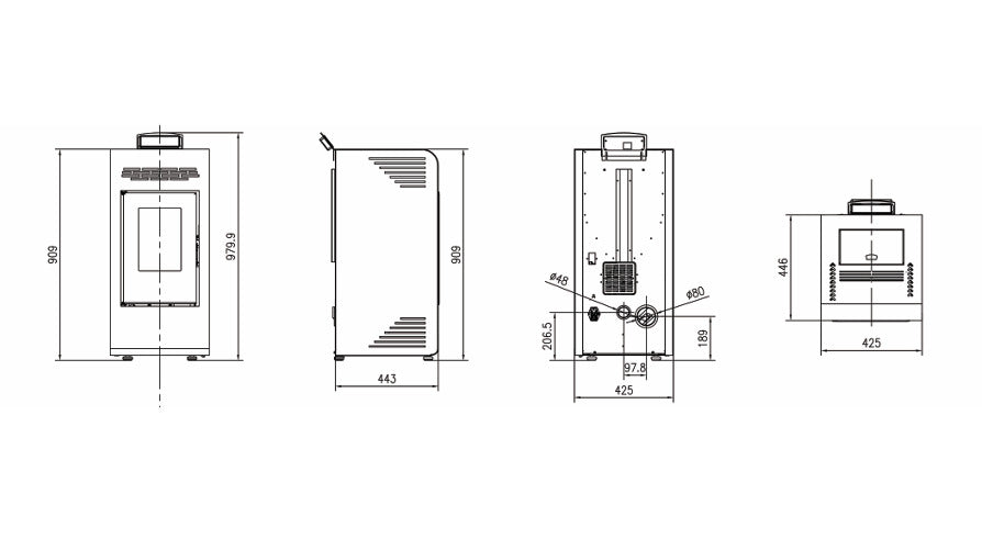 Poêle à granulés POWER 8 PLUS 8,74 kW noir, jusqu’à 150 m³, A+
