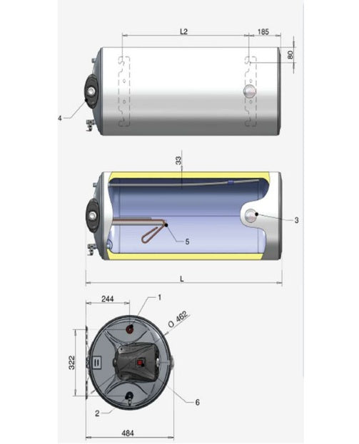 Chauffe-eau électrique horizontal 50 L – 2000 W, classe C, 230 V