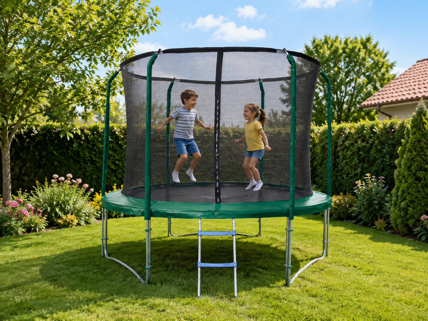 Trampoline Jardin 305 cm avec Filet et Échelle