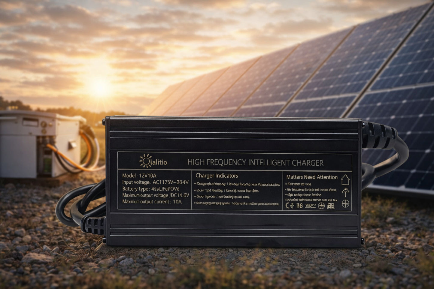 Chargeur Lithium 12V 10A LiFePO4 pour Solaire et Camping-car