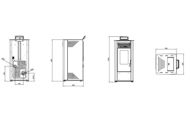 Poêle à granulés blanc ELITE 10 kW, chauffe jusqu'à 180 m³