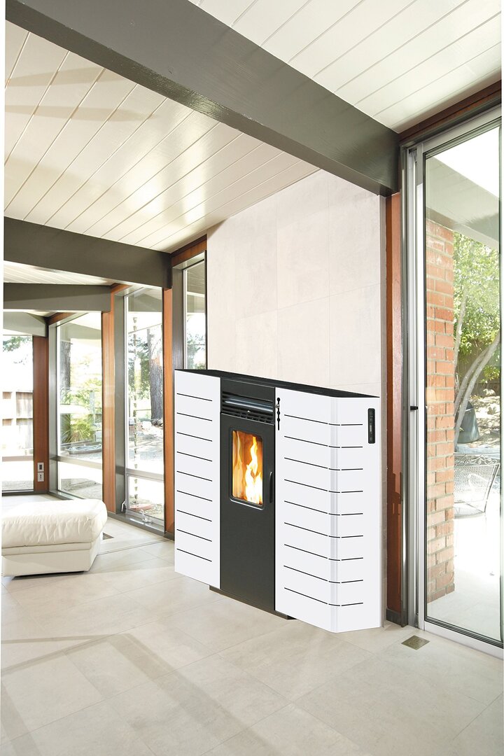 Poêle à granulés 10 kW blanc Pyreias Pasillo 90 m²