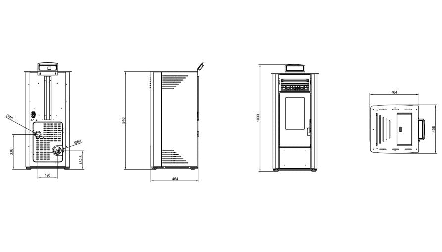 Poêle à granulés noirs ELITE 10 kW, jusqu'à 180 m³