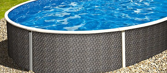 Piscine ovale Azuro en rotin mesurant 5,5 x 3,7 x 1,2 m