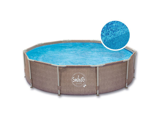 Piscine ronde double rotin structure métal 3,66x0,91m