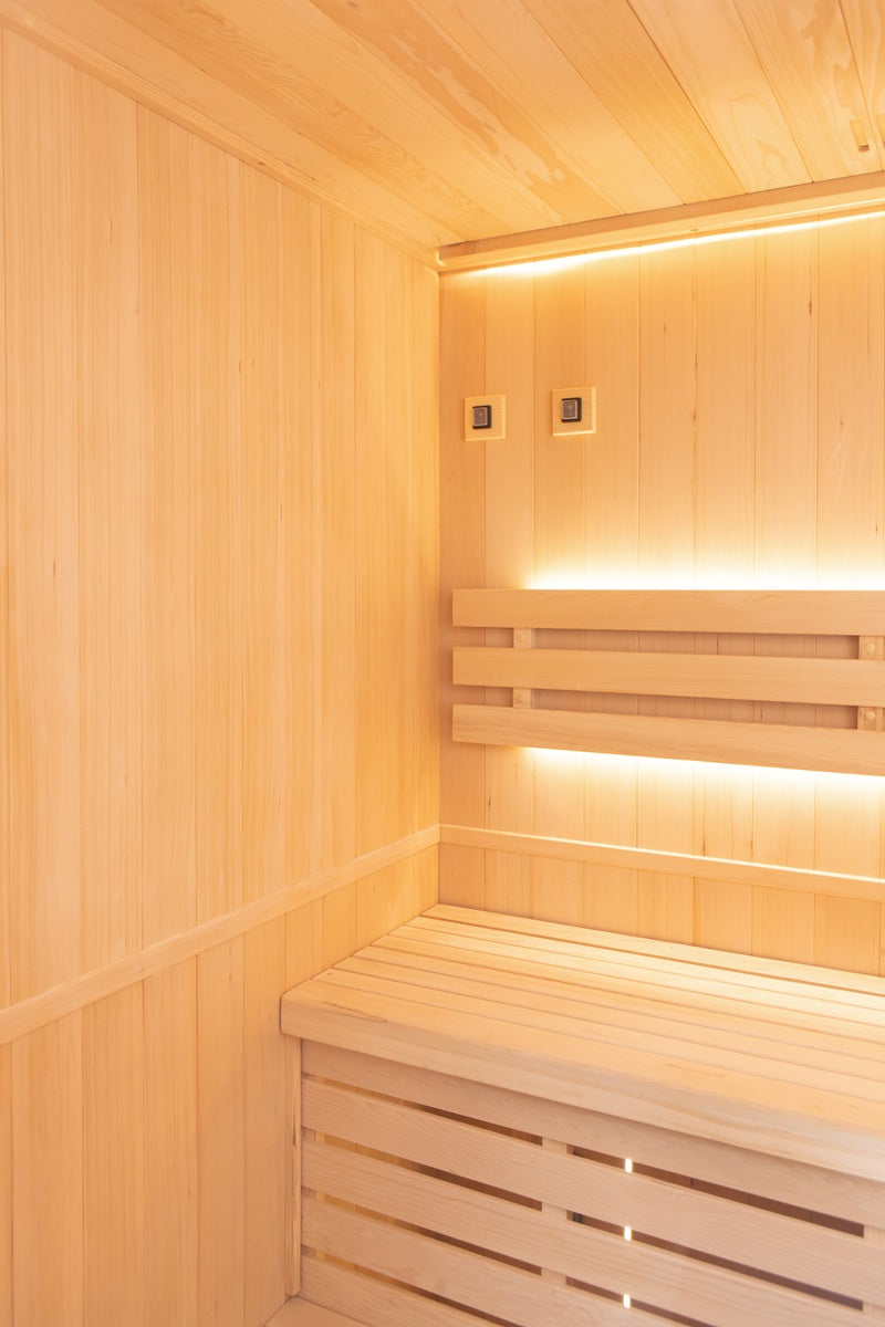 Sauna Finlandais d'Angle ZEN 3 Places Harvia 4,5 kW LED