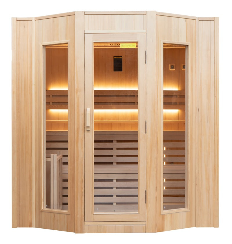 Sauna finlandais 6 places Zen avec poêle Harvia 6 kW LED