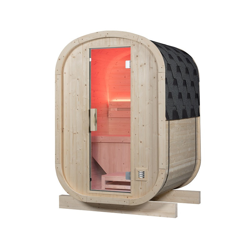 Sauna extérieur bois Gaïa Urban 2 places jardin avec poêle 4,5 kW