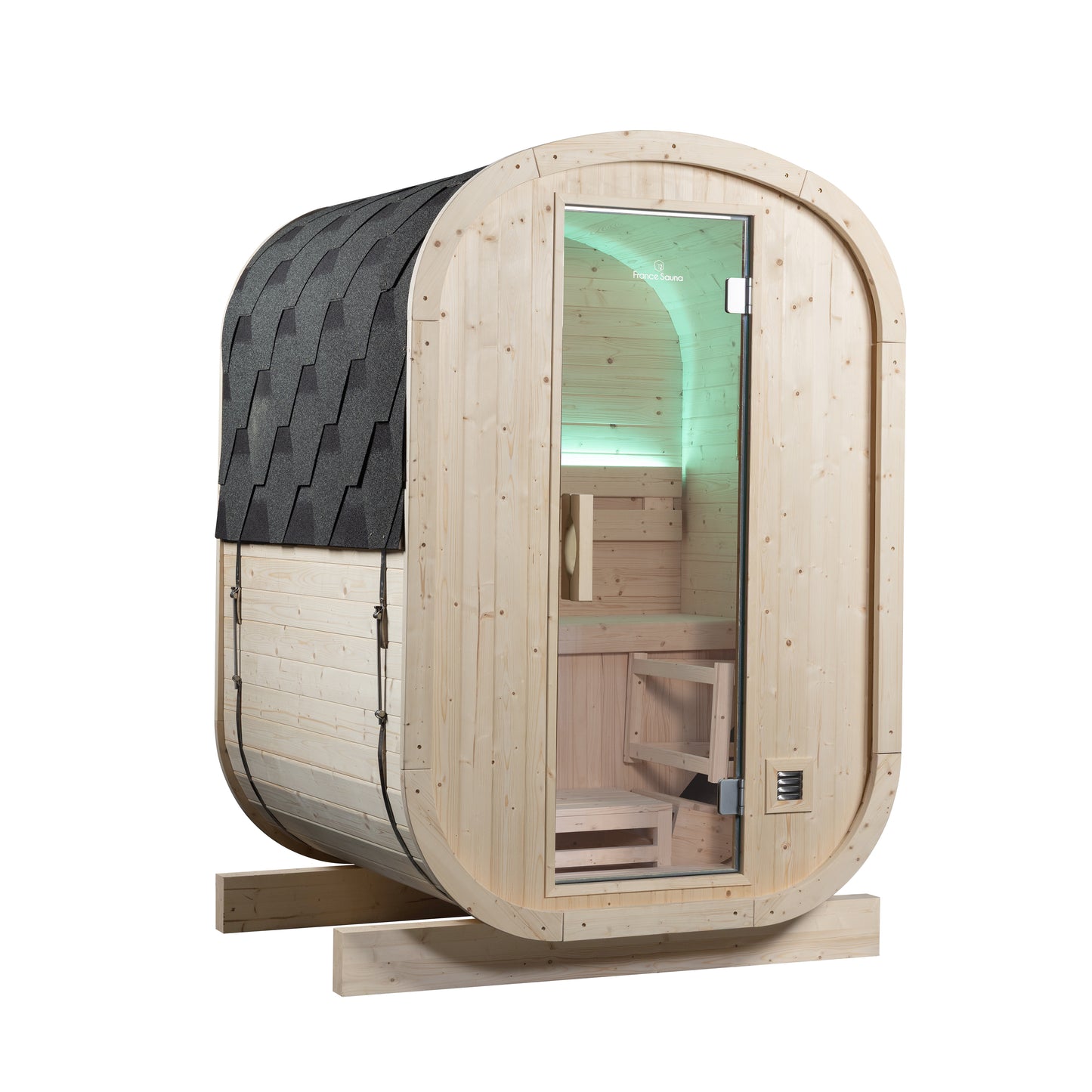 Sauna extérieur bois Gaïa Urban 2 places jardin avec poêle 4,5 kW