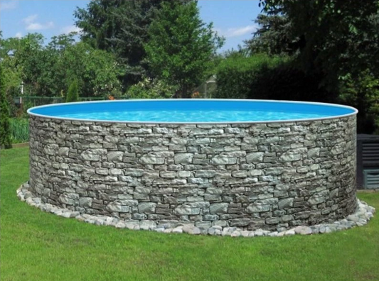 Piscine hors sol ronde 5 m x 1,2 m Azuro aspect pierre kit complet