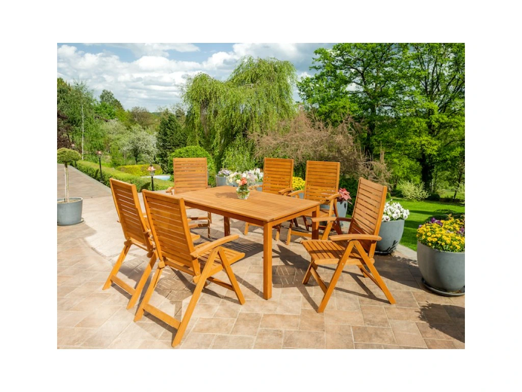 Table de jardin eucalyptus 150 cm exterieur resistant eau soleil FSC