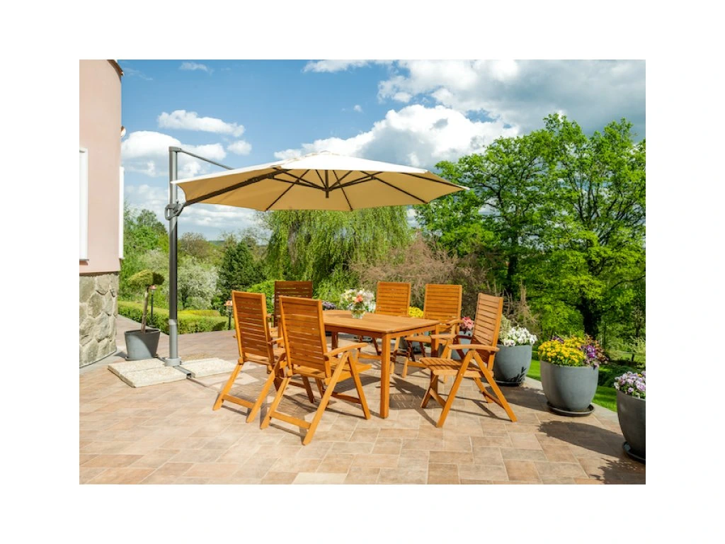 Table de jardin eucalyptus 150 cm exterieur resistant eau soleil FSC