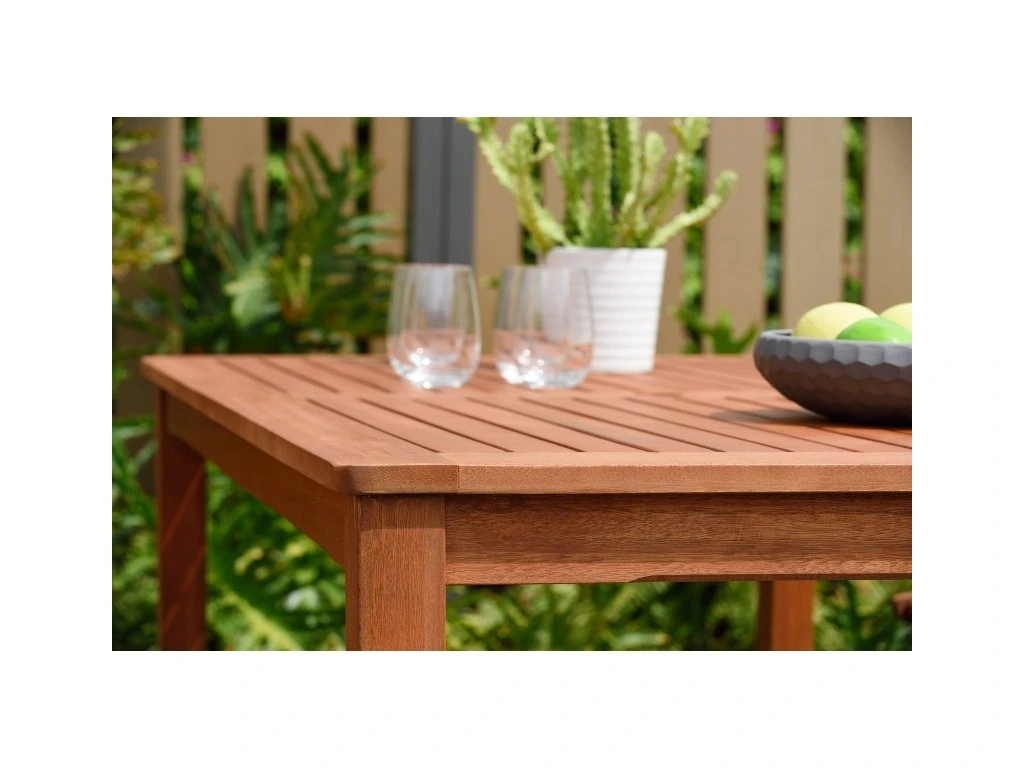 Table de jardin eucalyptus 150 cm exterieur resistant eau soleil FSC