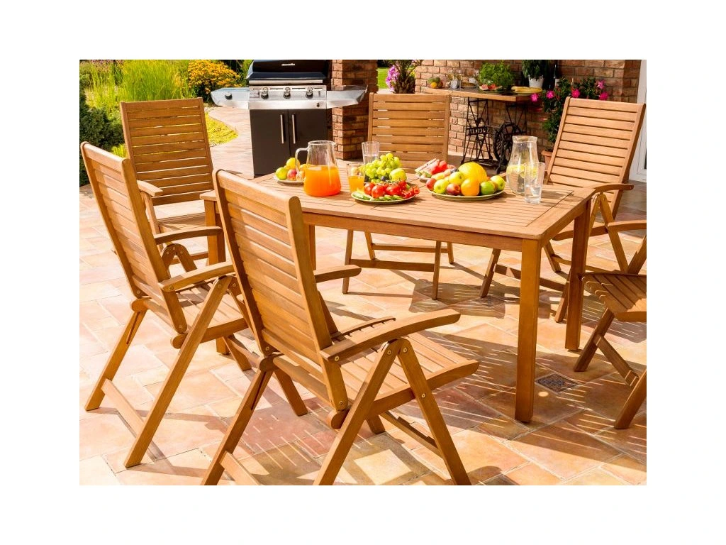 Table de jardin eucalyptus 150 cm exterieur resistant eau soleil FSC