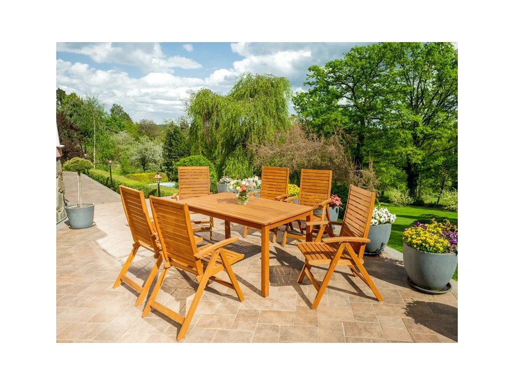 Table de jardin eucalyptus 150 cm exterieur resistant eau soleil FSC