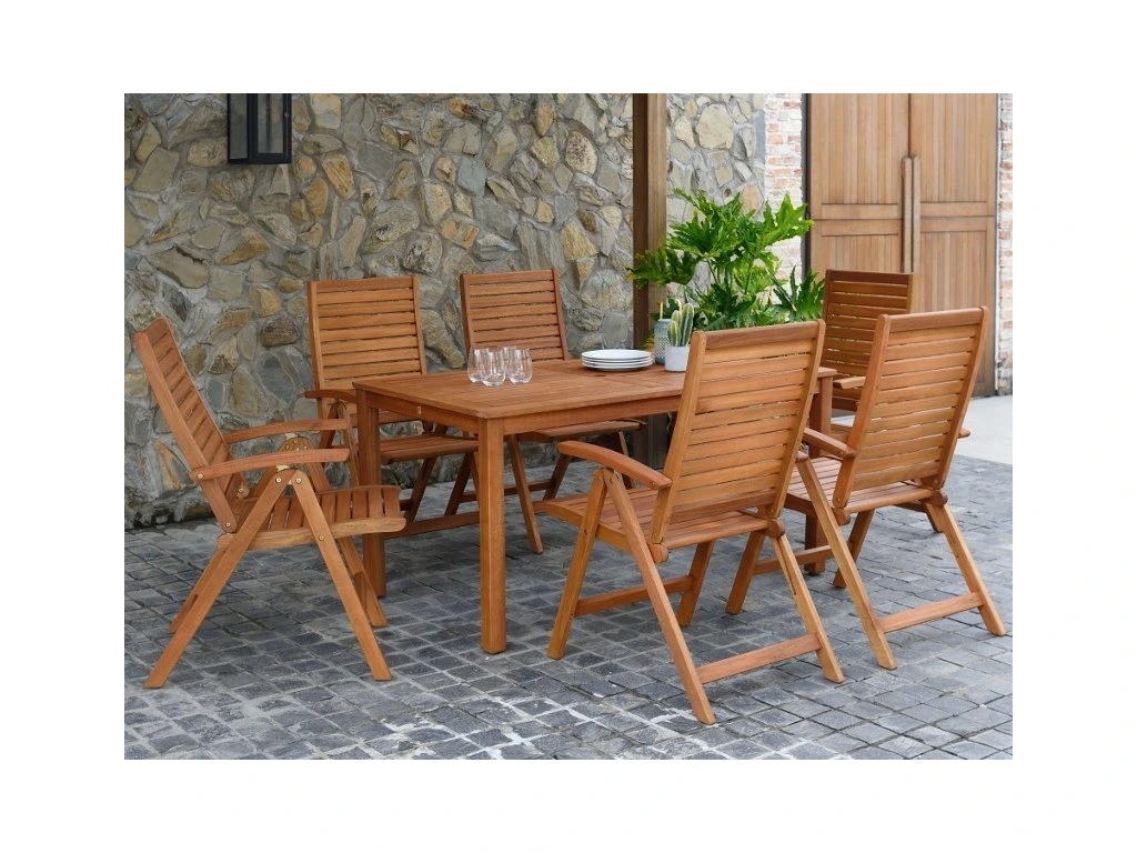 Table de jardin eucalyptus 150 cm exterieur resistant eau soleil FSC