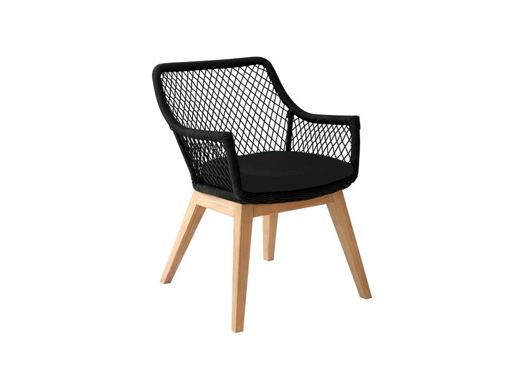 Chaise de jardin extérieur lot de 2 avec coussin noir résistante