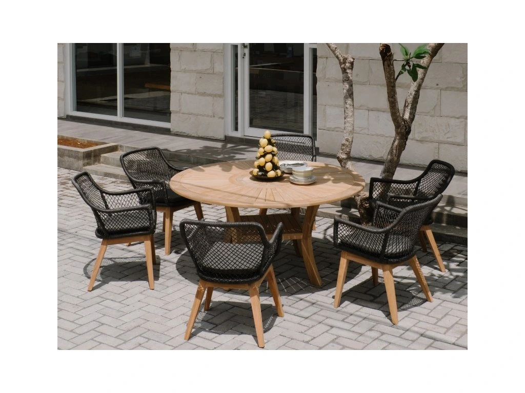 Chaise de jardin extérieur lot de 2 avec coussin noir résistante