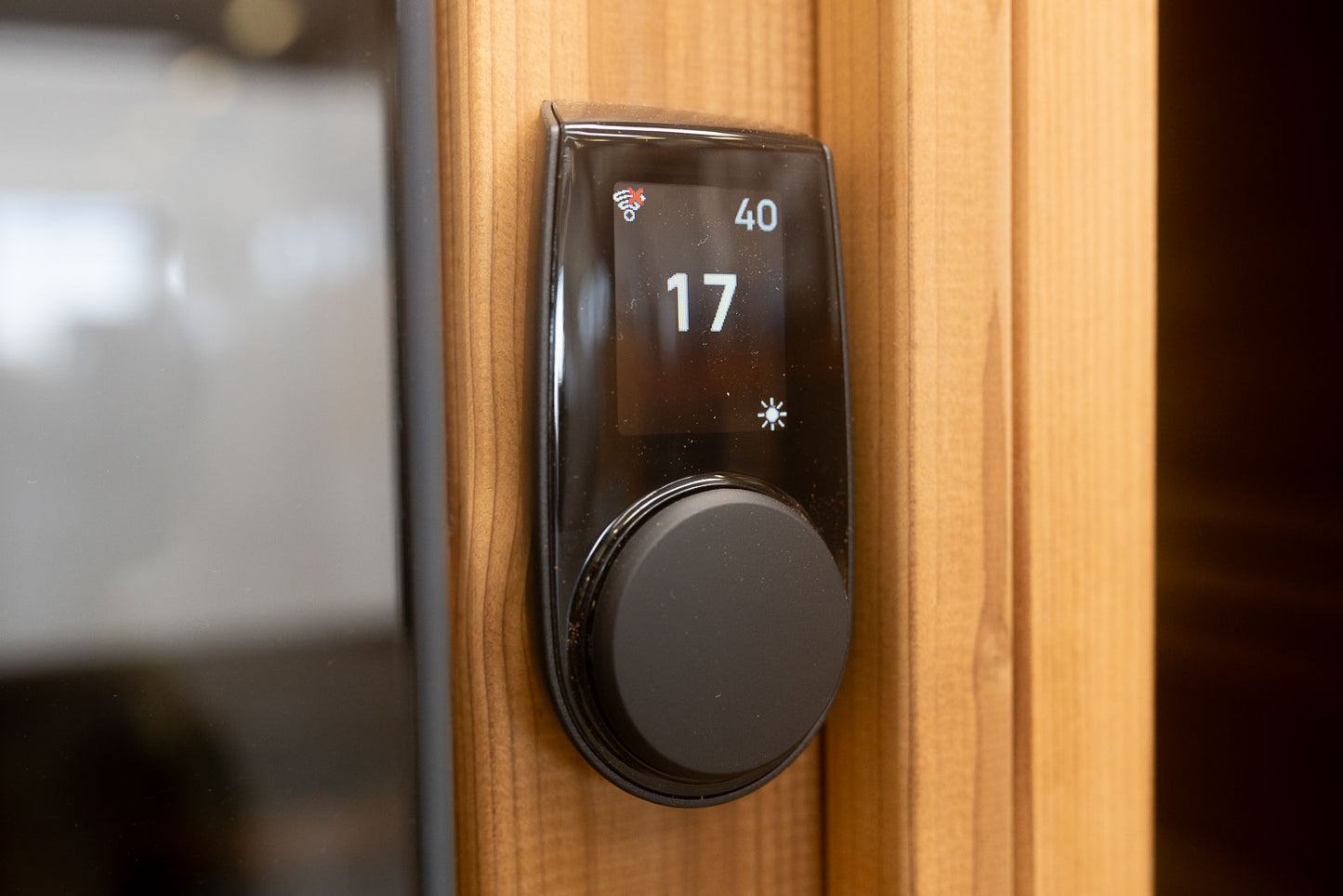 Sauna extérieur 4-6 personnes avec façade vitrée et éclairage LED