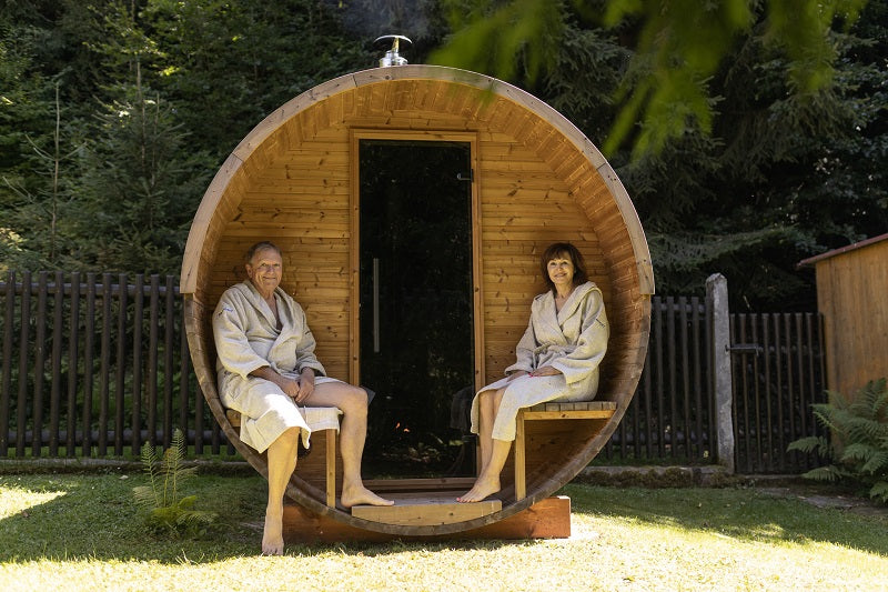 Sauna extérieur baril 4 personnes 260 cm jardin LED