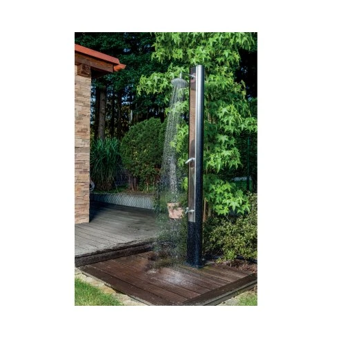 Douche solaire de luxe 35 L avec chauffage et robinet lave-pieds