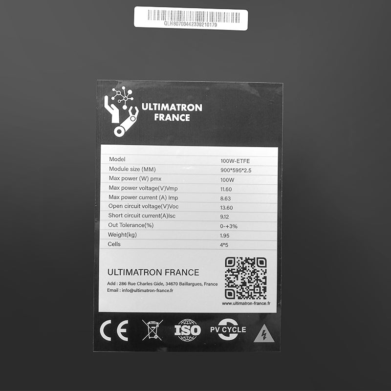 Panneau solaire flexible 100 W ETFE ULTIMATRON