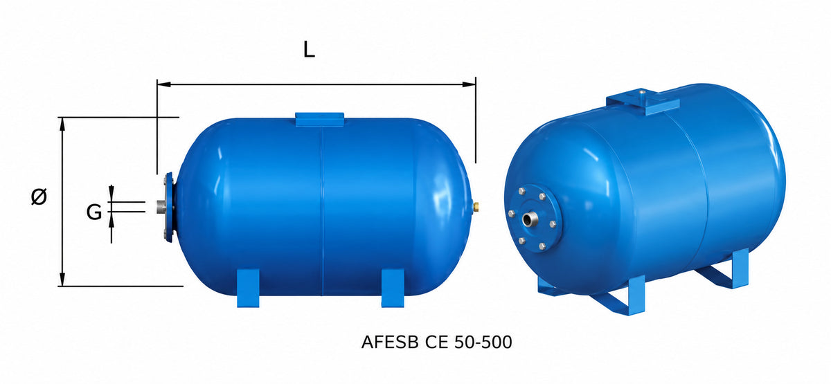 Vase d’expansion horizontal 100 litres 10 bar AFESB