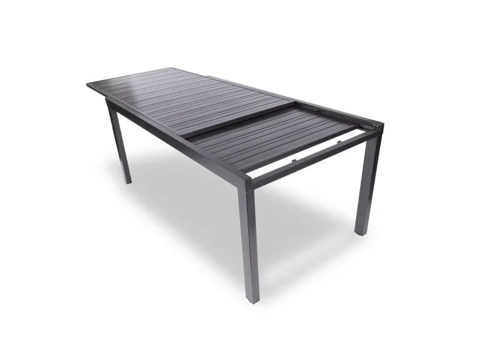 Table de jardin extensible aluminium gris 8 personnes