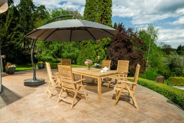 Parasol Déporté 375 cm Anthracite avec Base Grand Parasol Terrasse