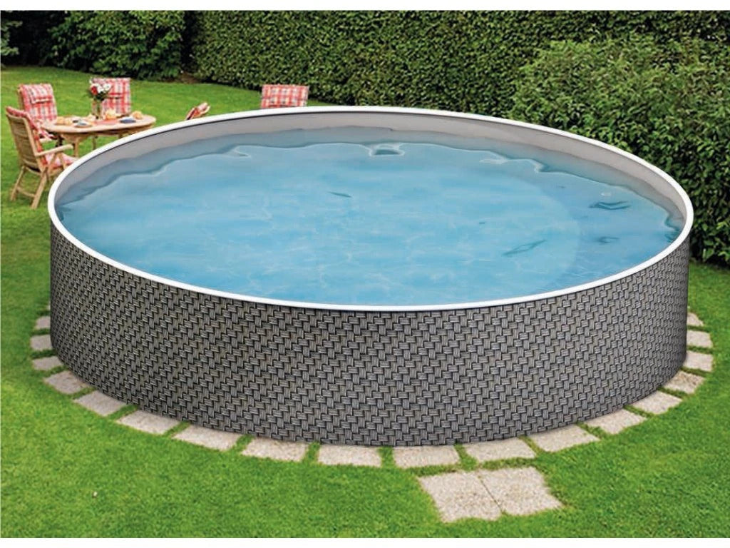 Piscine hors sol ronde Azuro 4 x 1,2 m effet rotin