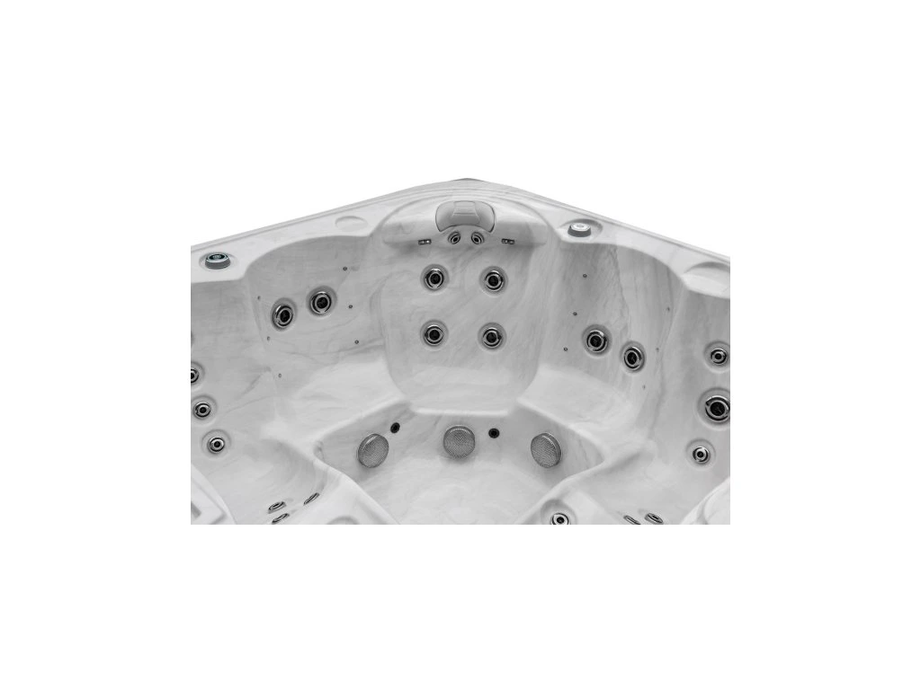 Spa extérieur 5 places Montreal Marbre Blanc, Jacuzzi de luxe avec 52 jets, WiFi et LED