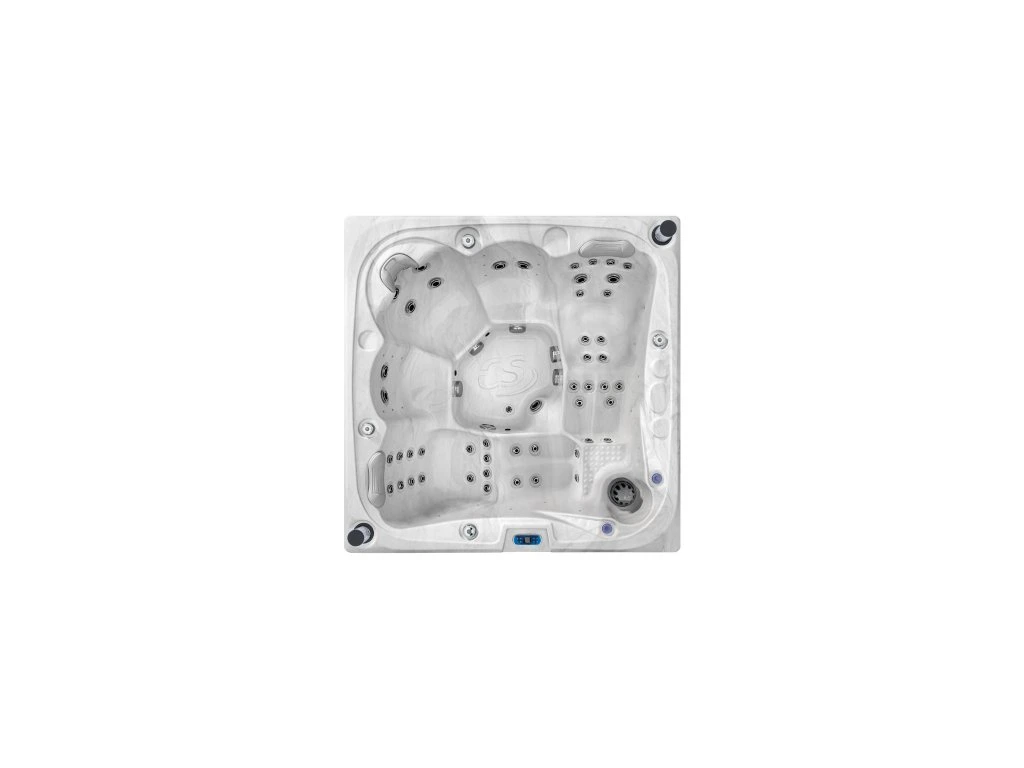 Spa extérieur 5 places Montreal Marbre Blanc, Jacuzzi de luxe avec 52 jets, WiFi et LED