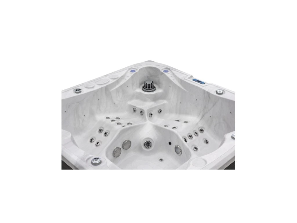 Spa extérieur 5 places Montreal Marbre Blanc, Jacuzzi de luxe avec 52 jets, WiFi et LED