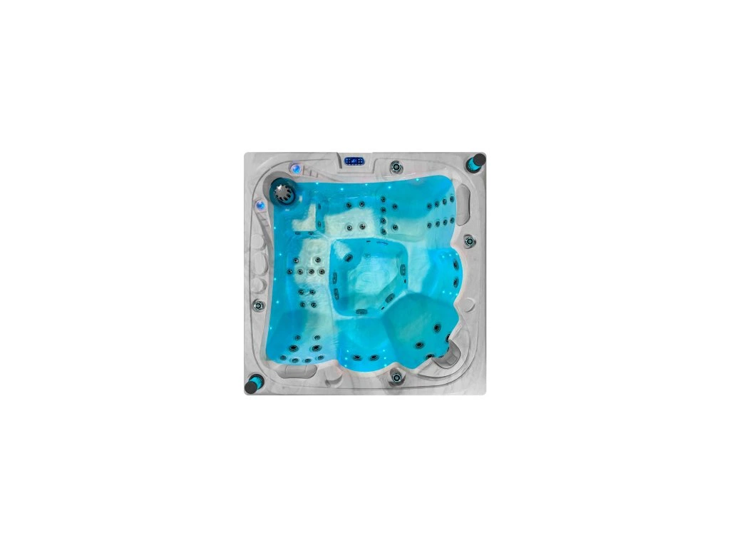 Spa extérieur 5 places Montreal Marbre Blanc, Jacuzzi de luxe avec 52 jets, WiFi et LED