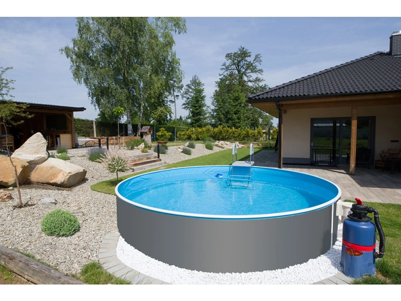 Piscine hors sol ronde Azuro 3.55 x 0.9 m avec skimmer 12V