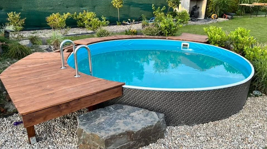 Piscine Hors Sol Azuro Rattan 4.6 x 1.2 m en Acier pour Jardin