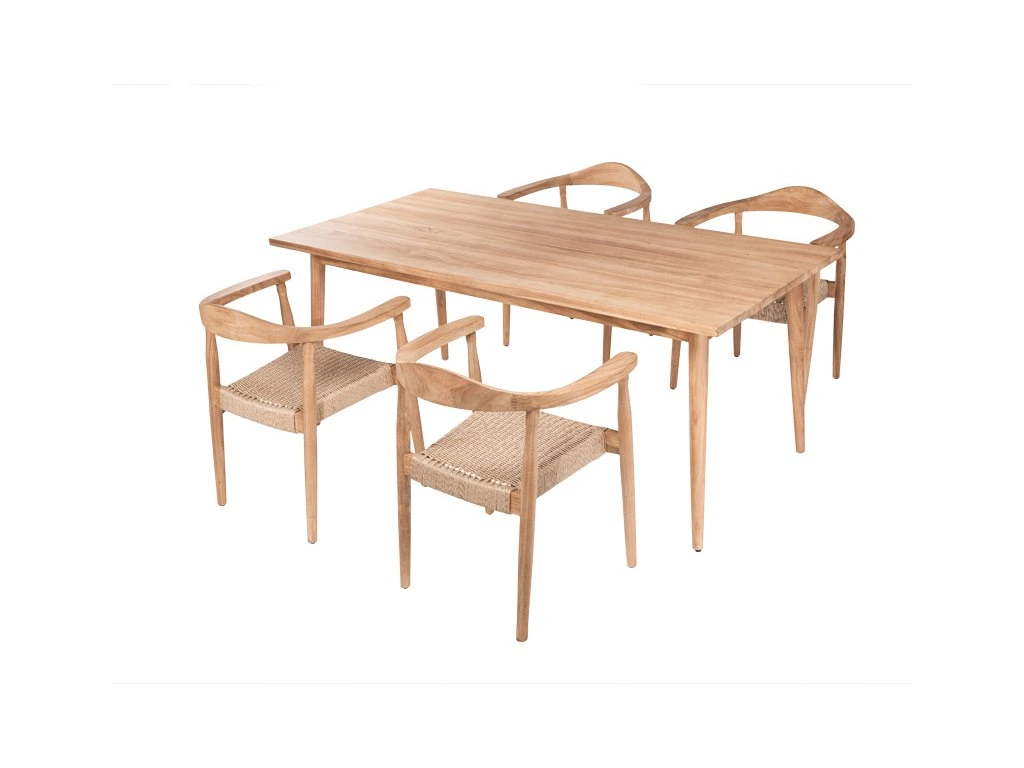 Lot de 2 Chaises MARON en Teck Chaise Salle à Manger avec Accoudoirs