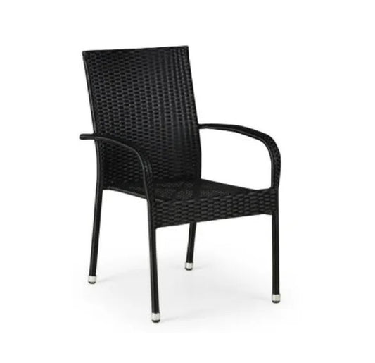 Chaise de jardin en résine tressée noire avec structure en acier