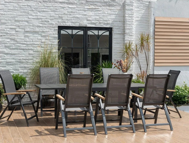 Table de jardin extensible Essence 156–246×95cm aluminium et Duraboard