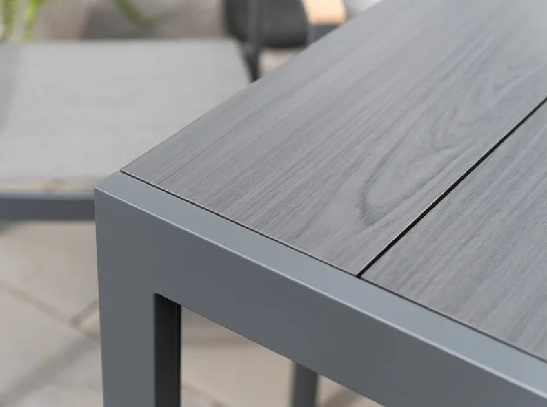 Table de jardin extensible Essence 156–246×95cm aluminium et Duraboard