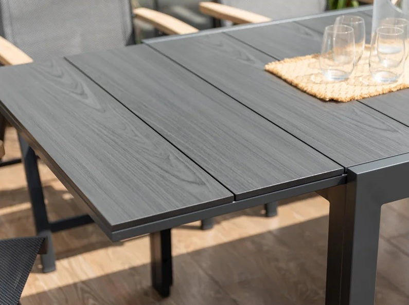 Table de jardin extensible Essence 156–246×95cm aluminium et Duraboard