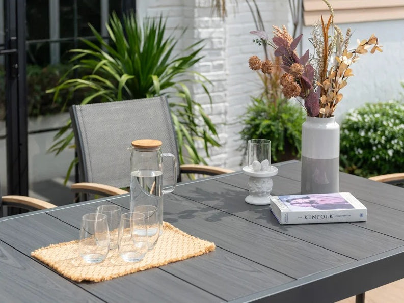 Table de jardin extensible Essence 156–246×95cm aluminium et Duraboard