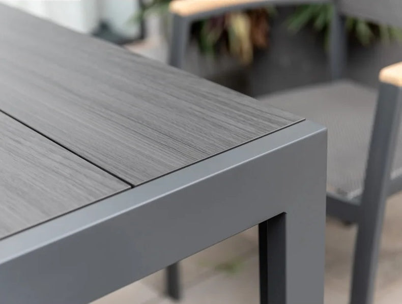 Table de jardin extensible Essence 156–246×95cm aluminium et Duraboard