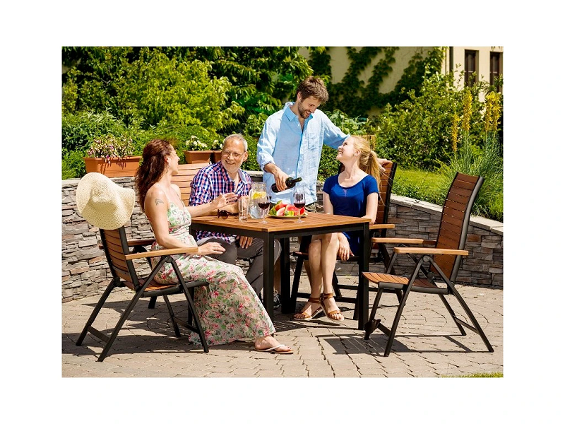 Table de jardin aluminium 89x89 cm résistante extérieur terrasse FLAMINGO